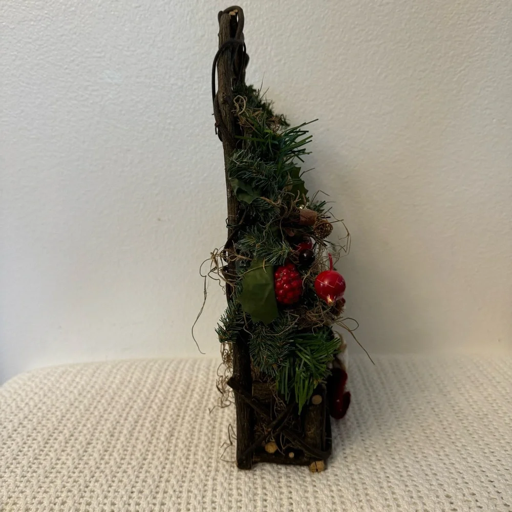 Vintage Festive Christmas Decoration – Greenery with Red Accents Holiday Décor